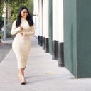 Casual elegant long-sleeve dress – solid color with sunken stripes and letter embroidery
