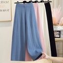 Elegant High-Waist Wide-Leg Knitted Trousers with Flowing Design