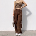 Casual High-Waist Pants with a Straight, Wide-Leg Slim Fit Design