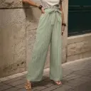 Elastic Waist Trousers with Ruffled Lotus Leaf Design
