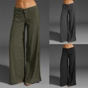 Women's Wide-Leg Trousers with Multi-Pocket and Patchwork Design