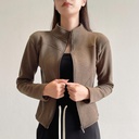 Short cashmere coat with stand collar and hoodie, lined with thick velvet