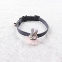 Aminger Pure-Color Ribbon Pet Collar with Rabbit Decoration and Bell — Suitable for Cats