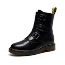 Girls’ High-Leg Martin Boots with a Thick Heel and Buckle Strap