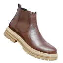 A stylish men's leather shoe featuring a thick sole and a classic British design