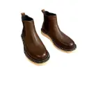 حذاء رجالي من الجلد الطبيعي بتصميم عالي الساق ونعل منصة مرتفع