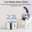 2.2L Stainless Steel Automatic Water Fountain for Cats and Dogs
