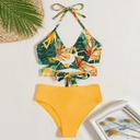 Vest-style bikini set with a backless design