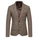 Modern men’s wool jacket with a single-button closure