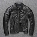Leather jacket with a stand collar and a modern design