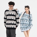 American Retro Contrast Color Knitted Sweater