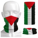 A versatile scarf and face cover with the design of the Palestinian flag 