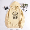 Printed Heel Wrap Collar Velvet Thickened Hooded Sweatshirt
