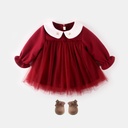 Red girls autumn baby dress thick woolen cloth