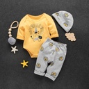 Lion print tights, pants and hat three-piece suit