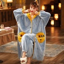 Women's Mid-length Coral Velvet Thick Bathrobe Suit