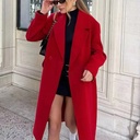 Double Breasted Long Red Overcoat
