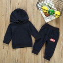 Autumn And Winter Blue Hooded Thickened Long-sleeved Top Pants Two-piece Set