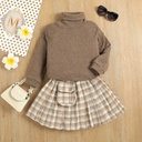 Sweater Knitted Bottoming Shirt  Plaid Skirt Two Piece Set