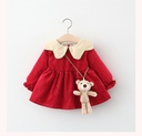 Elegant Corduroy Baby Dress with a Cute Cartoon Bear Bag – A unique design that offers your little one both comfort and style 