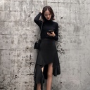 Fluttering irregular high waist slim skirt