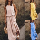 Round neck sleeveless split solid color dress