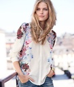 Printed lapel long sleeve chiffon shirt