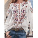 Wide loose shirt printed long sleeve shirt top