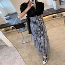 Stitching Pleated Asymmetric A-line Large Skirt