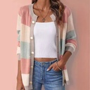 Women's Color Matching Temperament Crew Neck Loose Sweater Coat