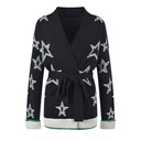 Design Sense Waist-controlled Lace-up Star Printed Knitted Cardigan Sweater