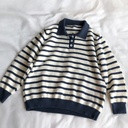 Women's Polo Polo Collar Stripes Sweater Long Sleeve Knitted Top