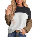 Women's Color Blocking Round Neck Long Sleeved Hoodie