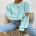 Half Turtleneck Solid Color Long Sleeve Knitted Warm Sweater