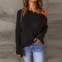 Women's One-shoulder Cold-shoulder Design Knitted Sweater Pullover