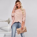 Loose Shoulder Pullover Women's Solid Color Knitted Waffle Shirt
