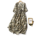 Women's Summer Thin Ramie Floral Dress
