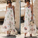 Women's Layered Spaghetti-strap Floral Print Dress Loose