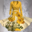 Autumn And Winter Digital Printing Long Sleeve Spaghetti-strap Dress Two-piece Suit