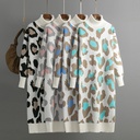 Women's Dress Fashionable Leopard Print Turtleneck Base Knitted Long Dress